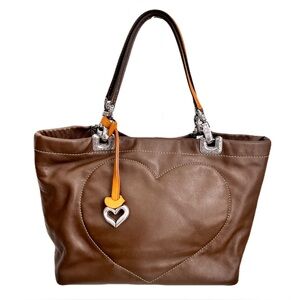 Vintage Brighton Brown Leather ‘Jodi’ Reversible Convertible Tote Bag